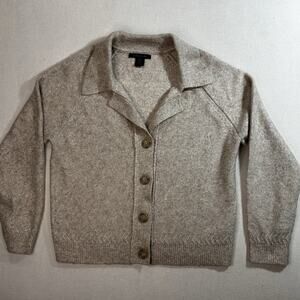 Tahari Collared Cardigan Sweater Womens Small Beige Knit‎ Soft